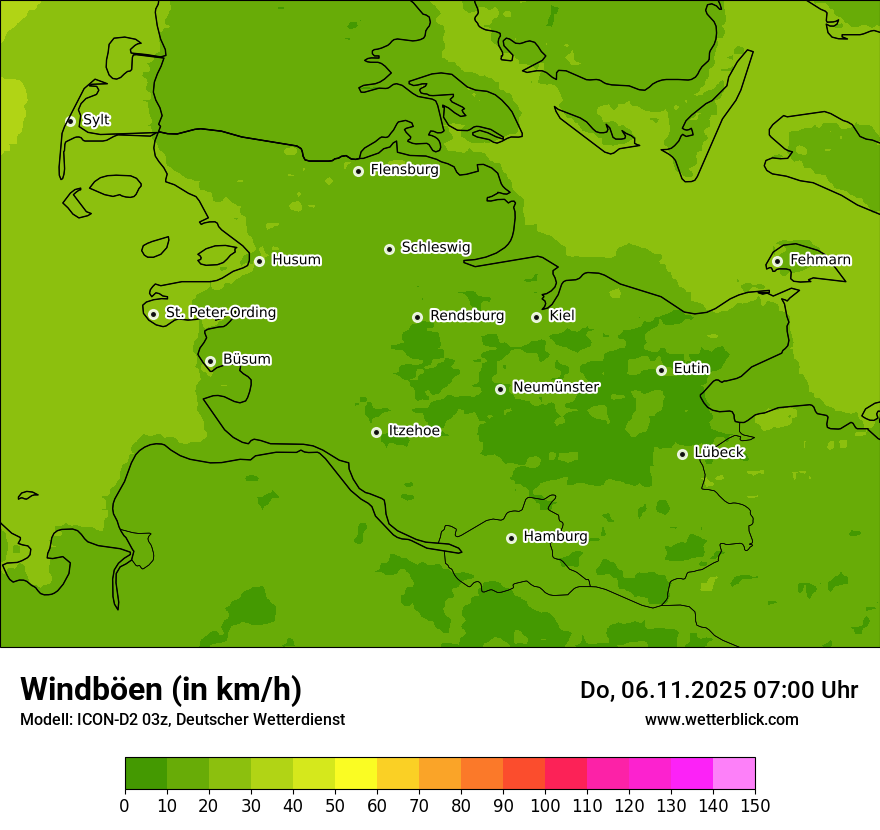 Modellkarten Windgeschwindigkeit
