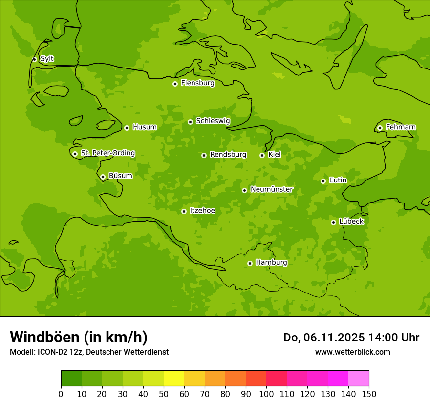 Modellkarten Windgeschwindigkeit