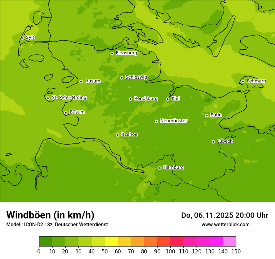 Modellkarten Windgeschwindigkeit