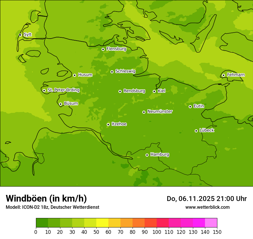Modellkarten Windgeschwindigkeit