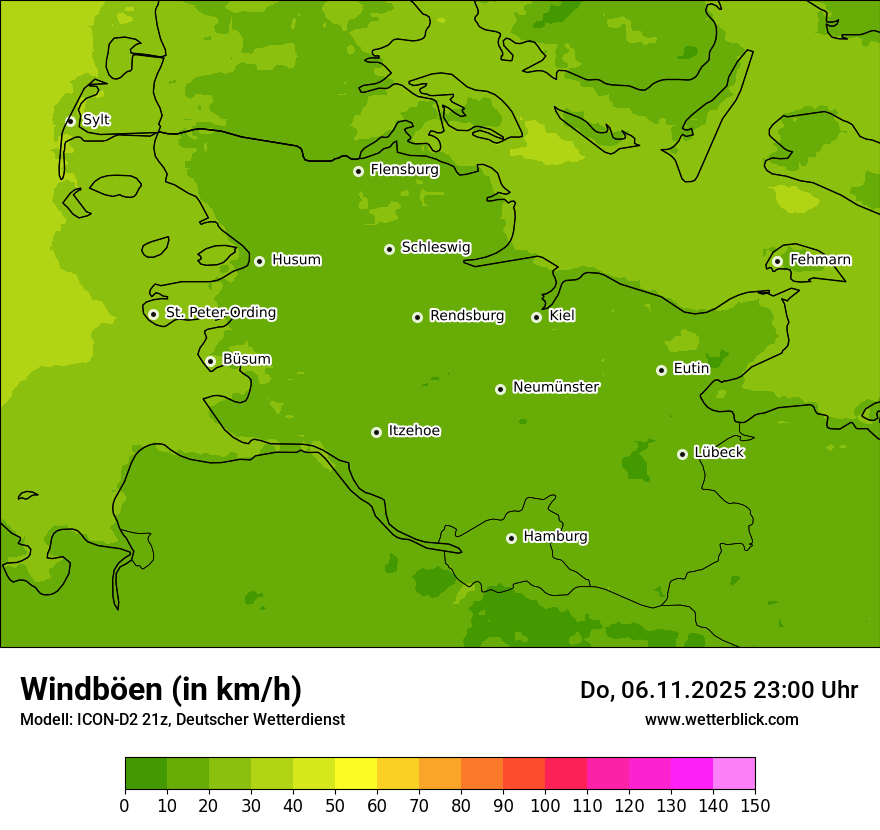 Modellkarten Windgeschwindigkeit