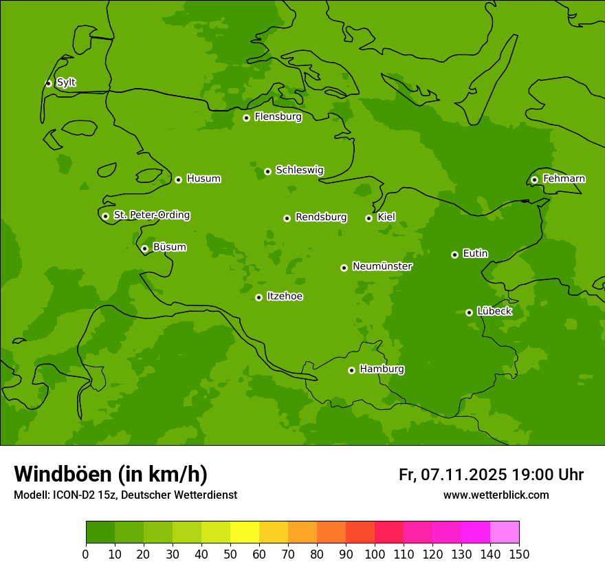 Modellkarten Windgeschwindigkeit
