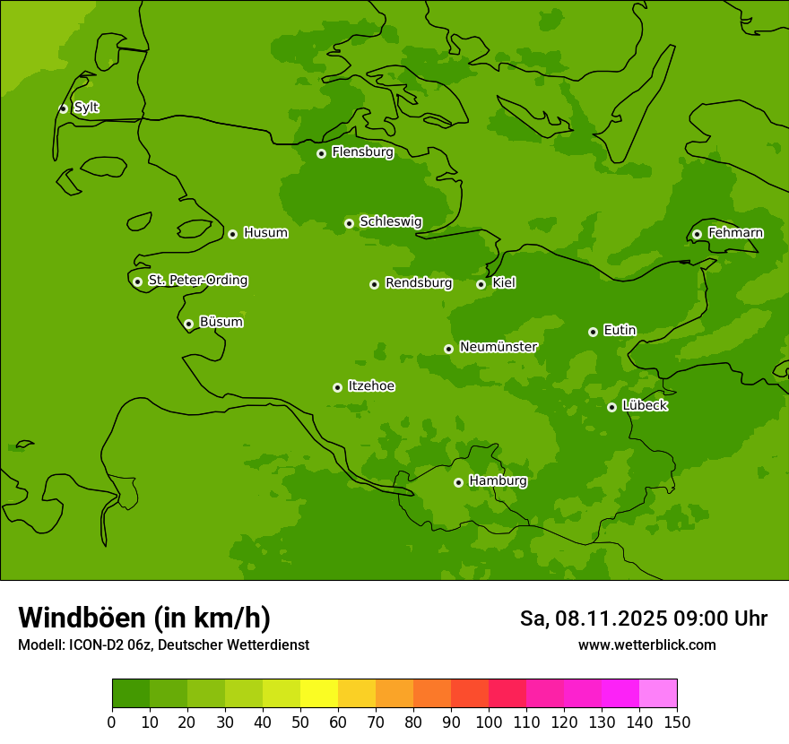 Modellkarten Windgeschwindigkeit