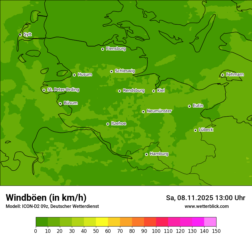 Modellkarten Windgeschwindigkeit