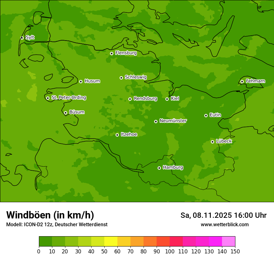 Modellkarten Windgeschwindigkeit