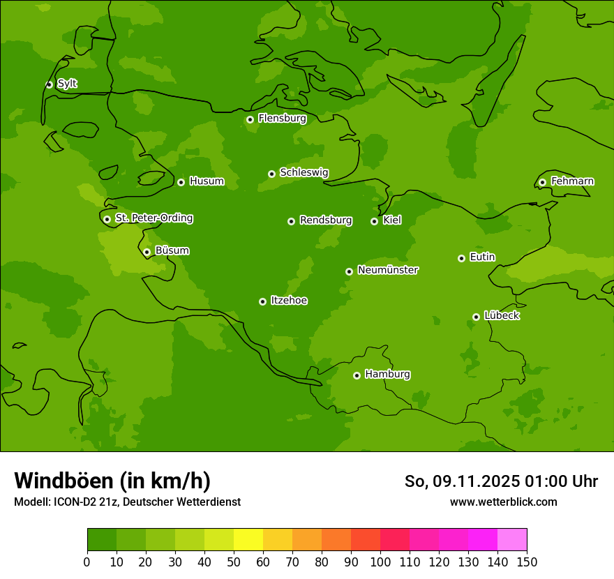Modellkarten Windgeschwindigkeit