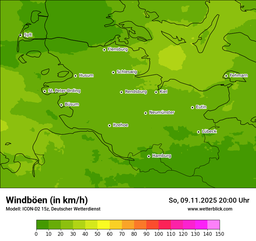 Modellkarten Windgeschwindigkeit