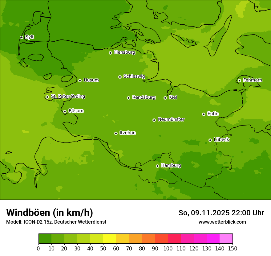Modellkarten Windgeschwindigkeit