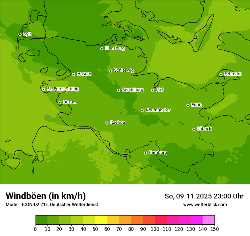 Modellkarten Windgeschwindigkeit