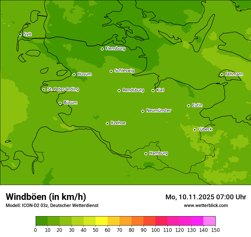 Modellkarten Windgeschwindigkeit