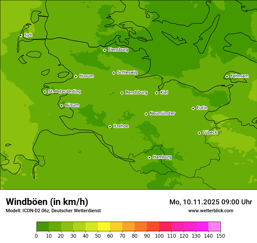 Modellkarten Windgeschwindigkeit