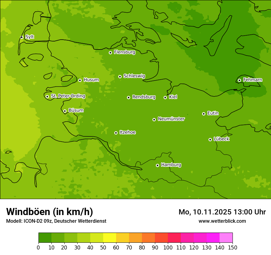 Modellkarten Windgeschwindigkeit