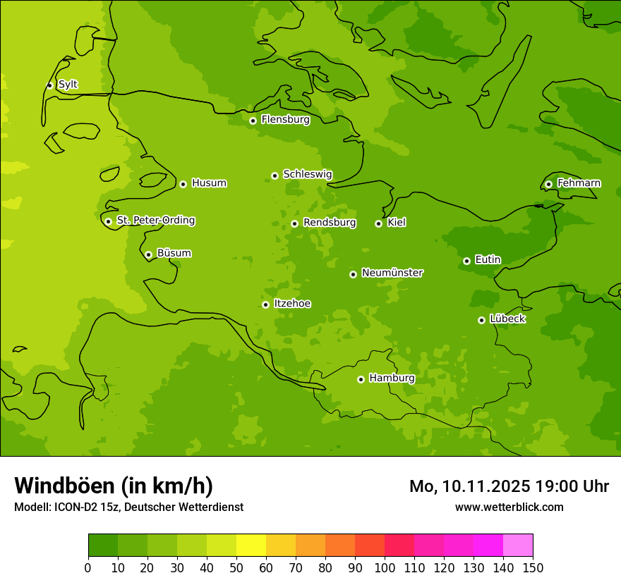 Modellkarten Windgeschwindigkeit