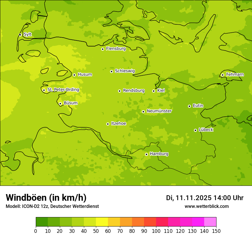 Modellkarten Windgeschwindigkeit
