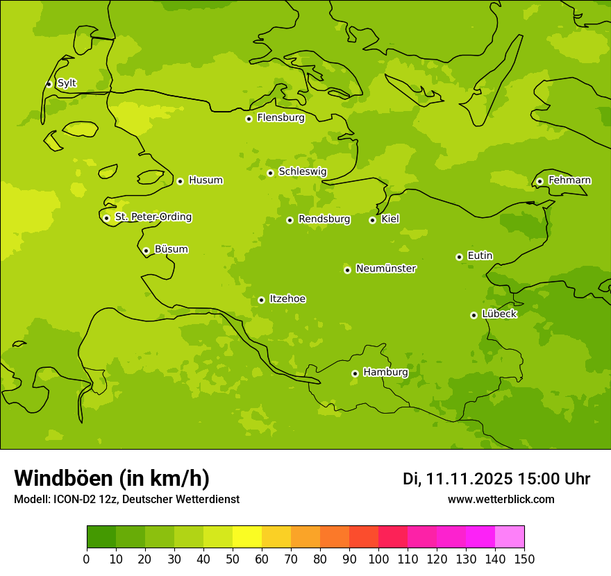 Modellkarten Windgeschwindigkeit