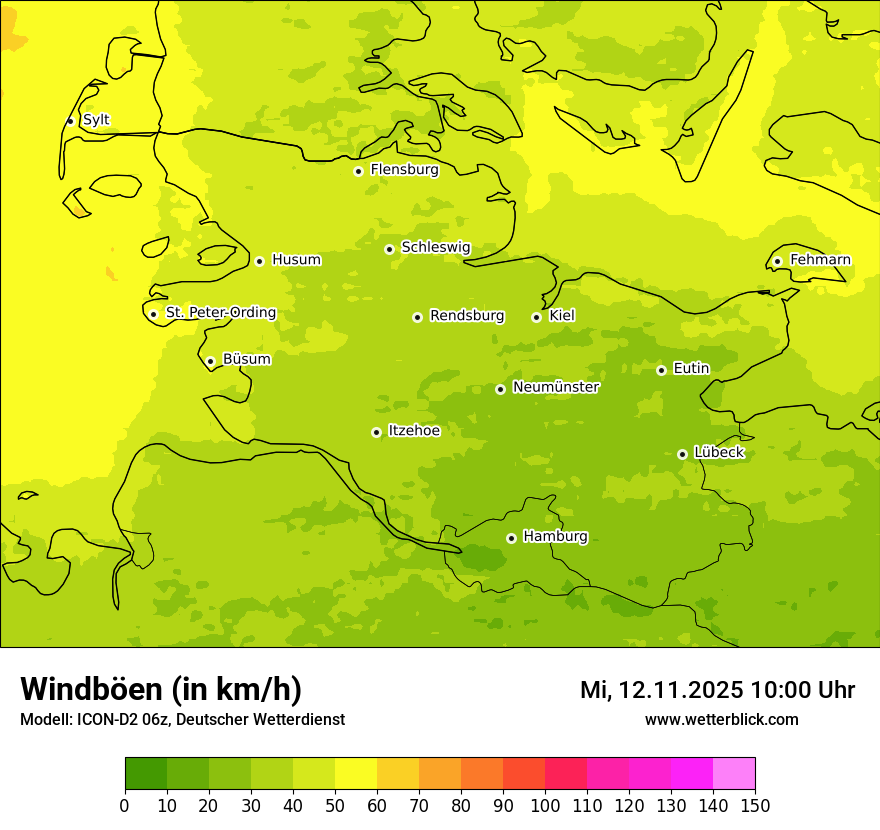 Modellkarten Windgeschwindigkeit