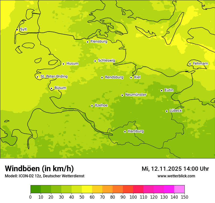 Modellkarten Windgeschwindigkeit