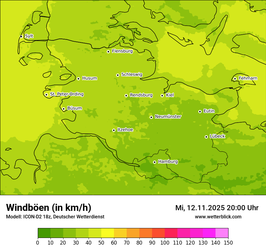 Modellkarten Windgeschwindigkeit