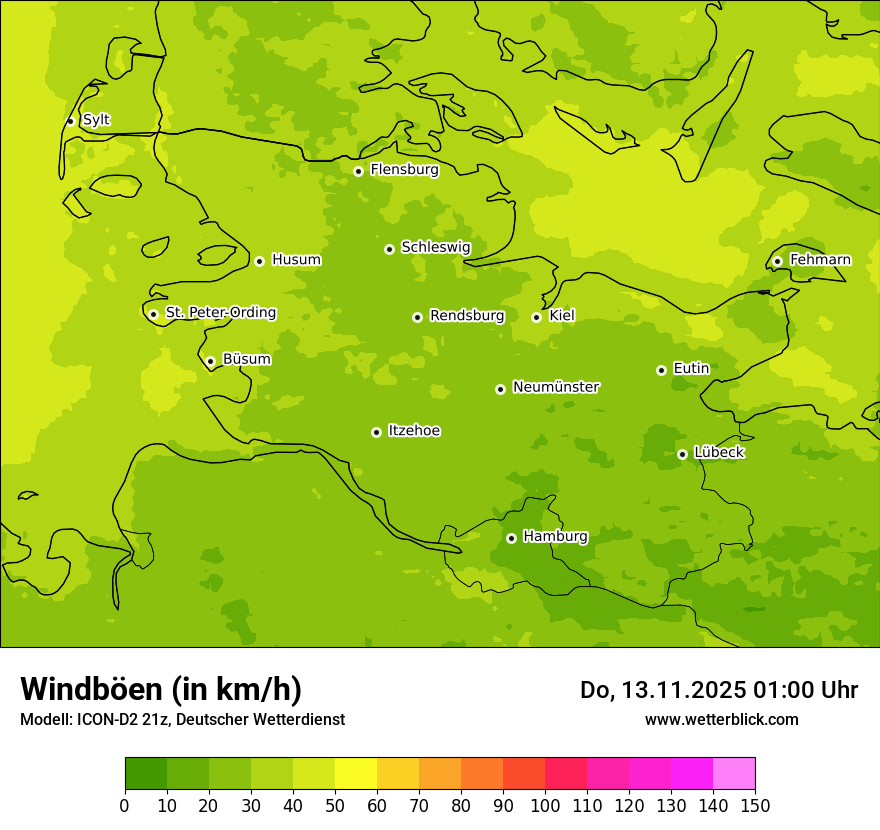 Modellkarten Windgeschwindigkeit