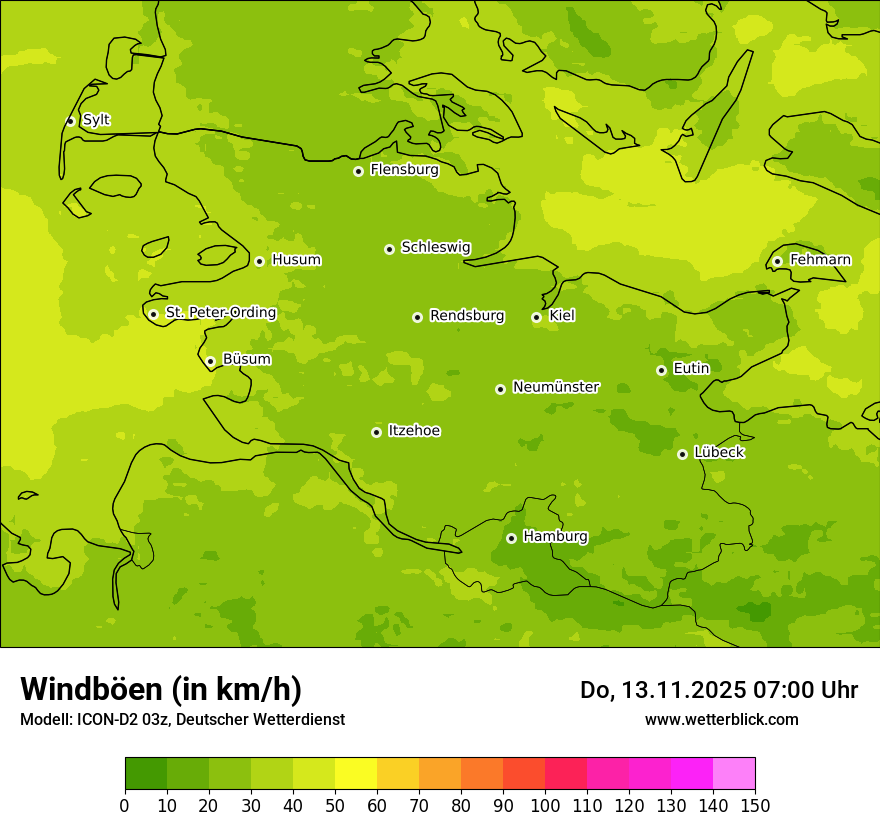 Modellkarten Windgeschwindigkeit