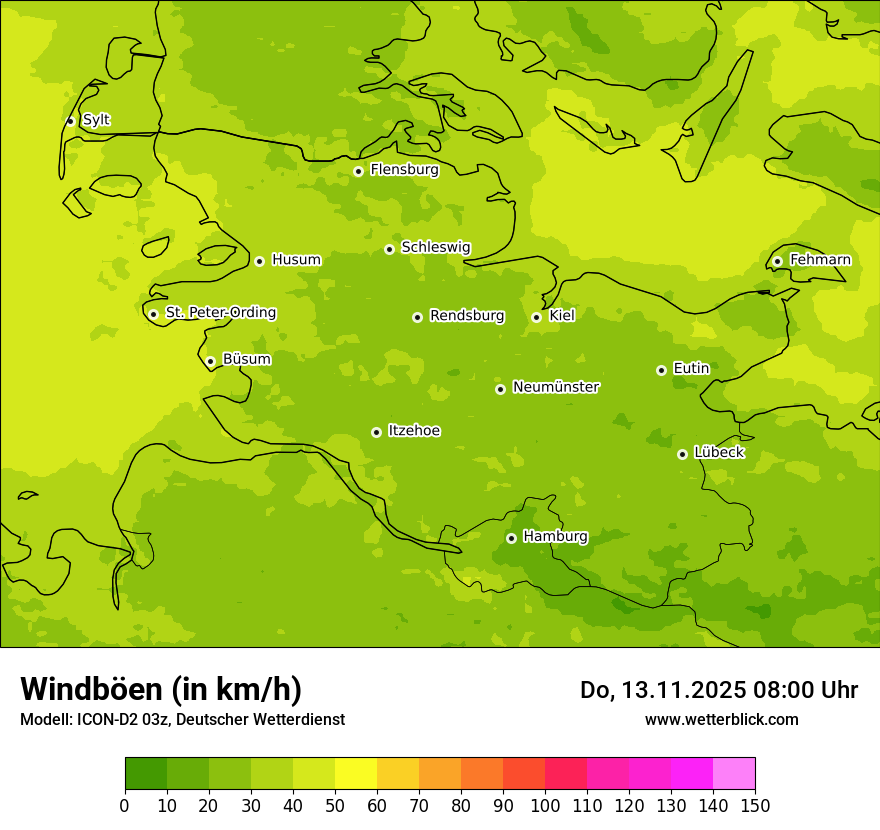 Modellkarten Windgeschwindigkeit