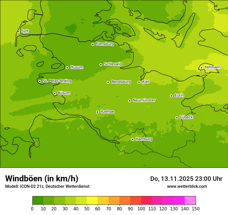 Modellkarten Windgeschwindigkeit