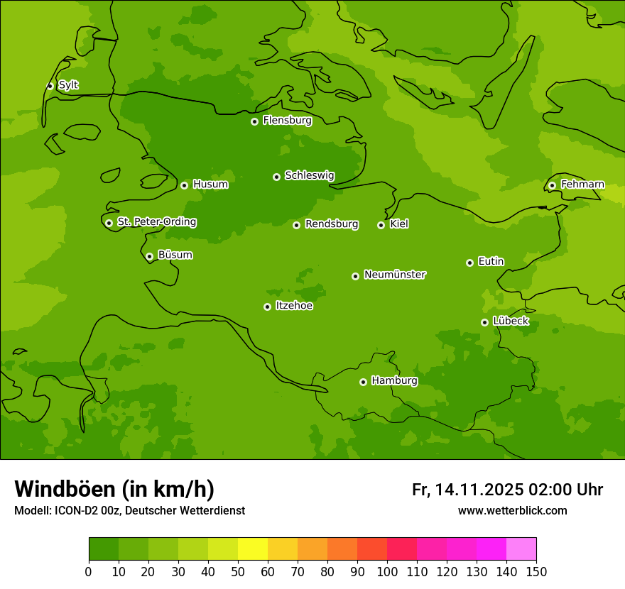 Modellkarten Windgeschwindigkeit