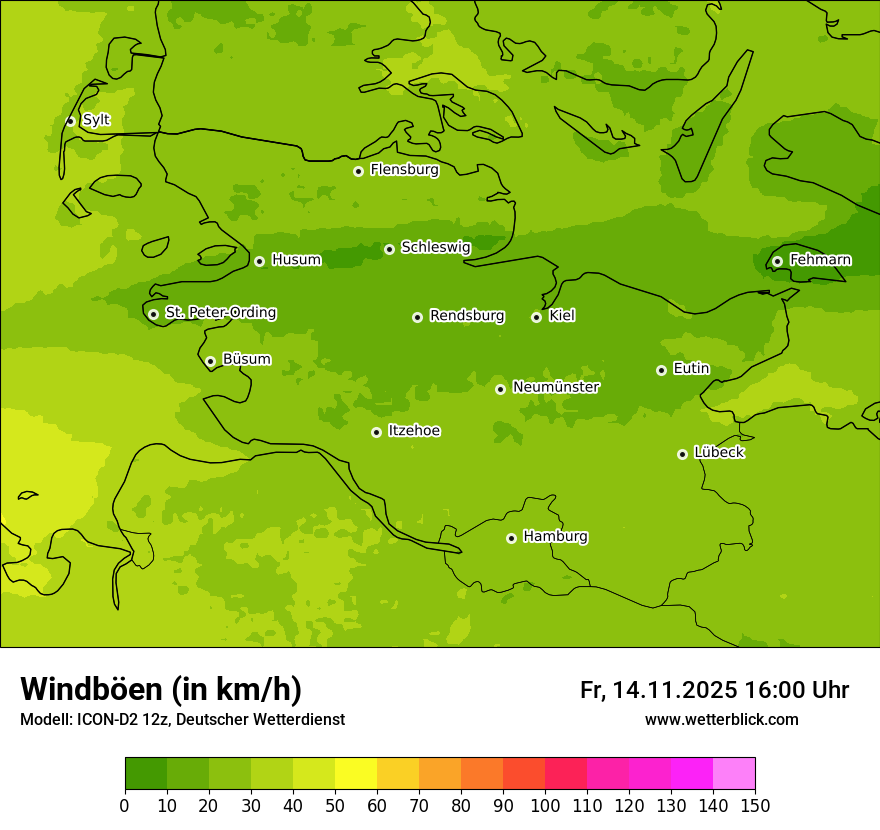 Modellkarten Windgeschwindigkeit