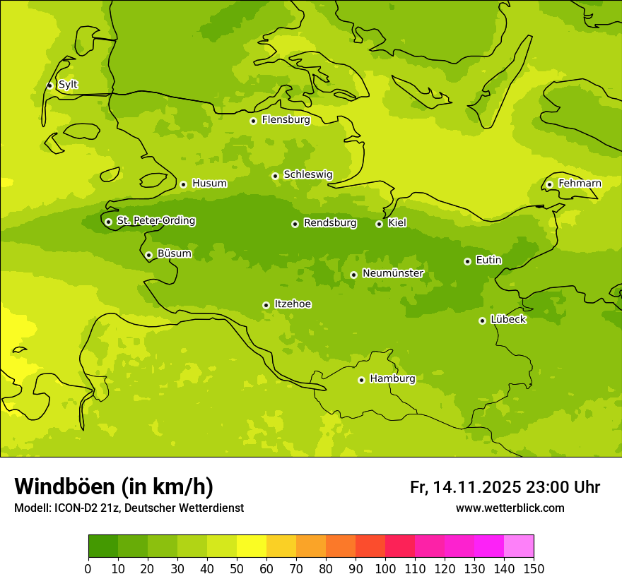 Modellkarten Windgeschwindigkeit