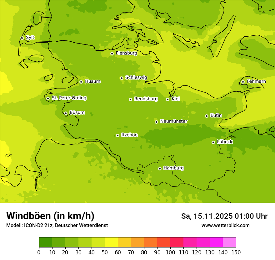 Modellkarten Windgeschwindigkeit