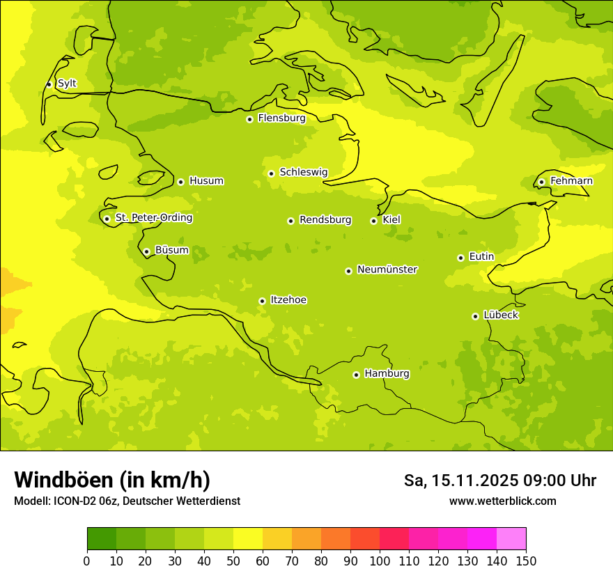 Modellkarten Windgeschwindigkeit