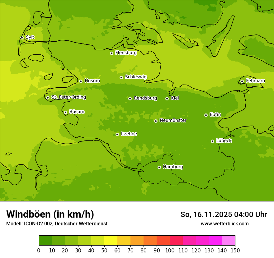 Modellkarten Windgeschwindigkeit