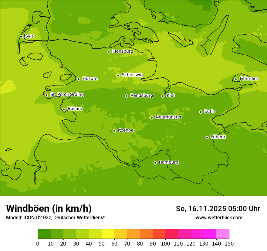Modellkarten Windgeschwindigkeit
