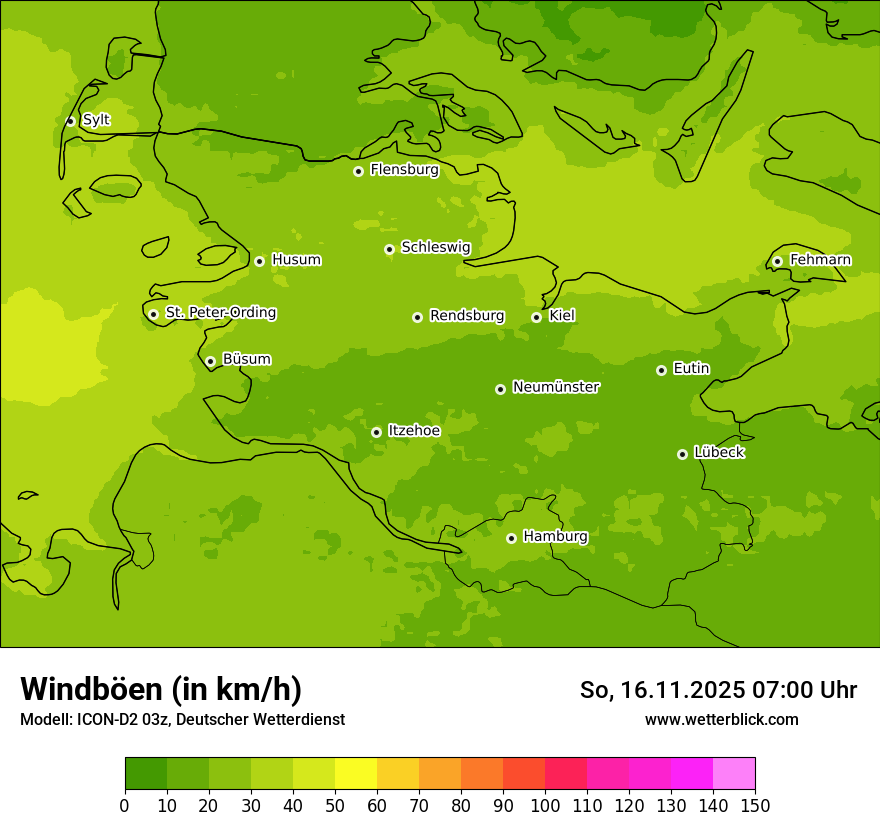 Modellkarten Windgeschwindigkeit