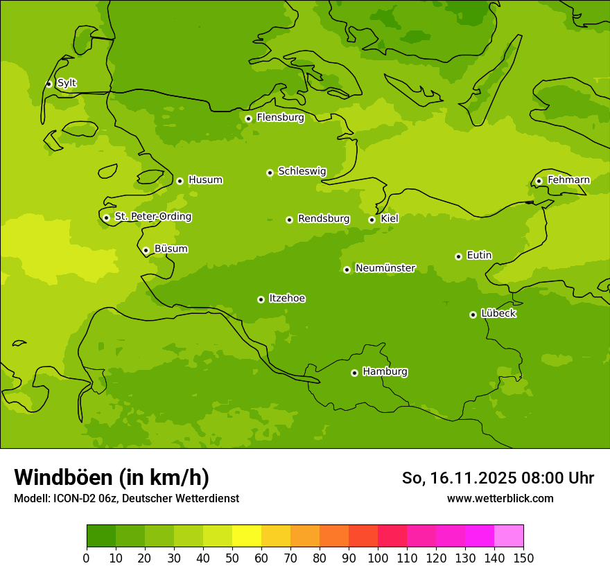 Modellkarten Windgeschwindigkeit