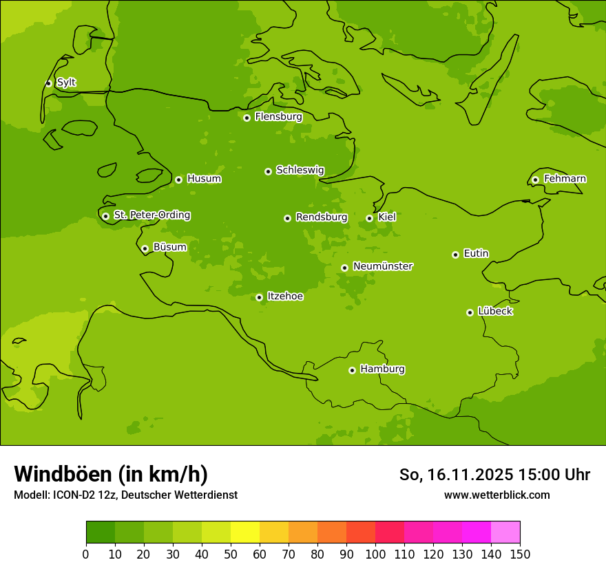 Modellkarten Windgeschwindigkeit