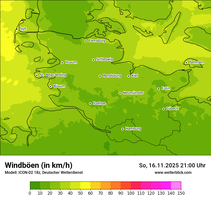 Modellkarten Windgeschwindigkeit