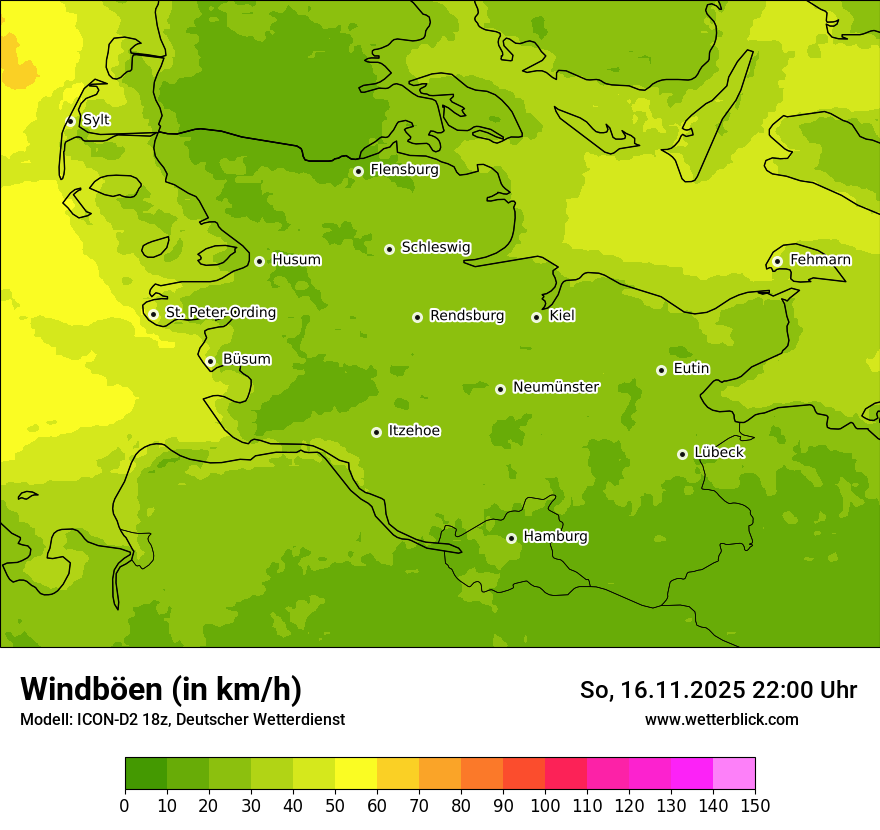 Modellkarten Windgeschwindigkeit