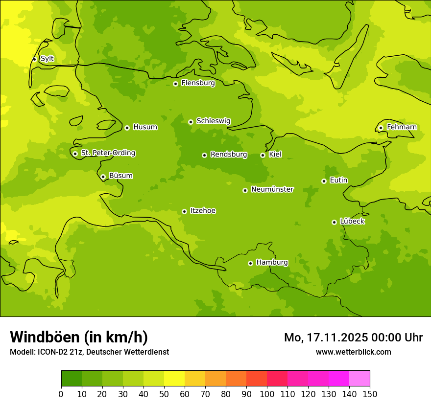 Modellkarten Windgeschwindigkeit