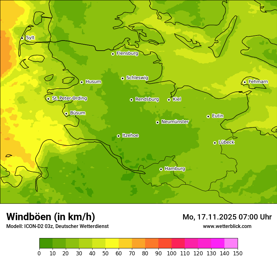 Modellkarten Windgeschwindigkeit
