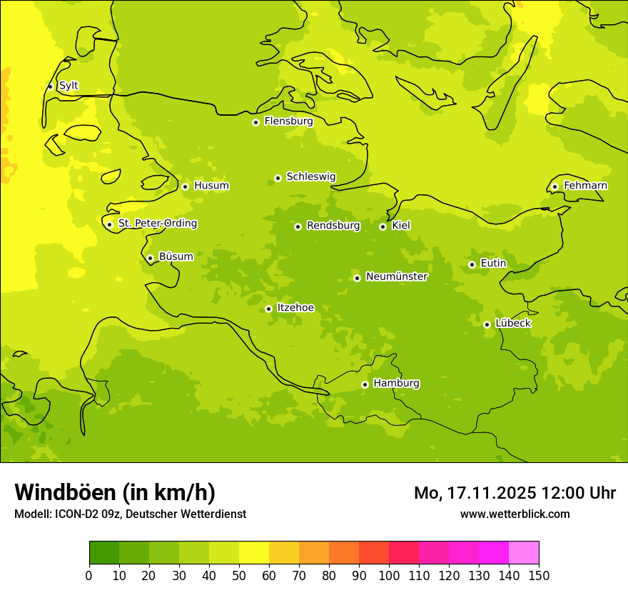 Modellkarten Windgeschwindigkeit