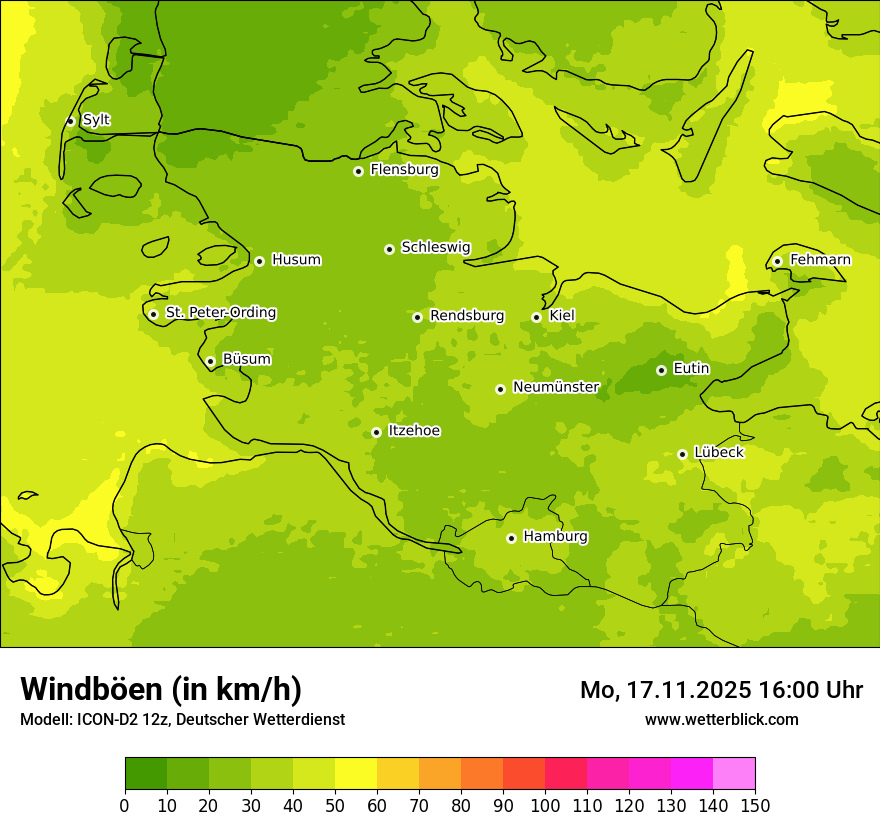 Modellkarten Windgeschwindigkeit