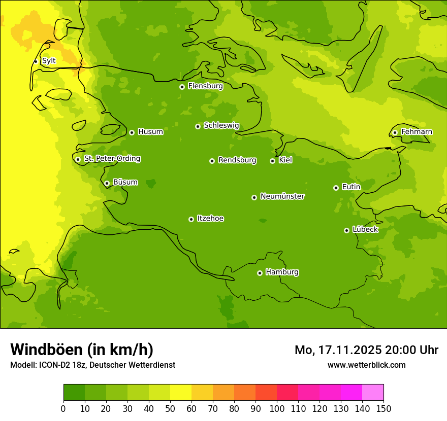 Modellkarten Windgeschwindigkeit