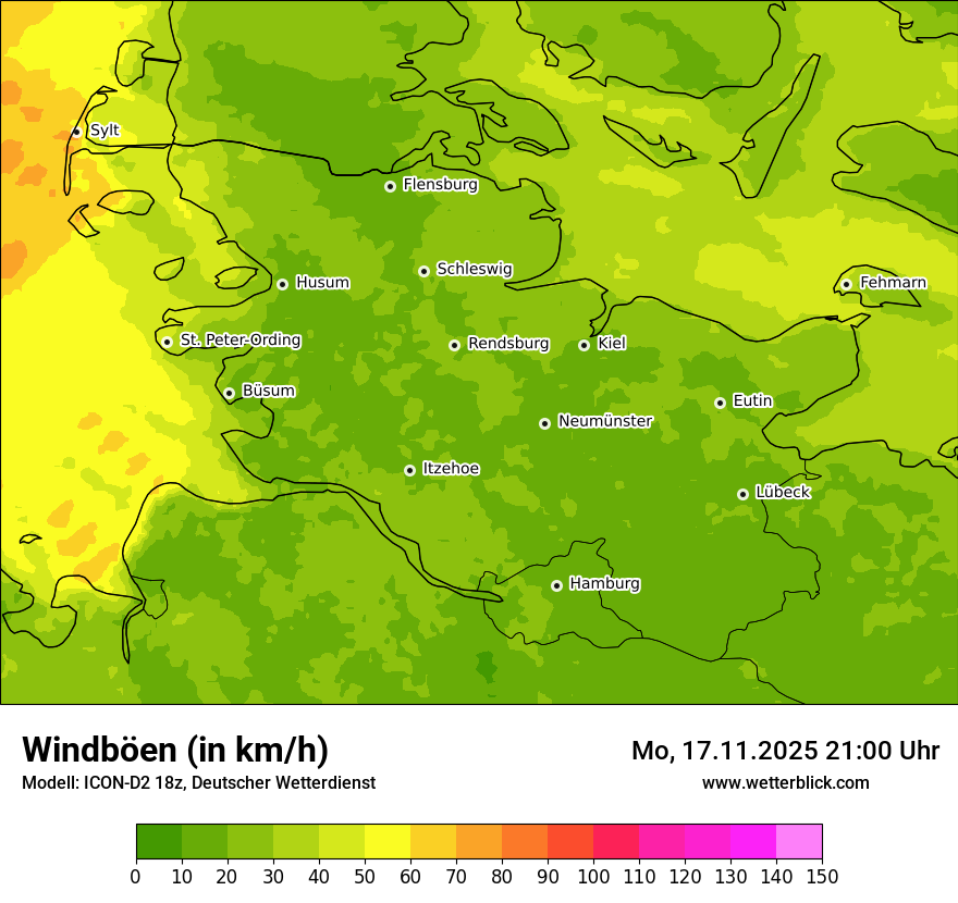 Modellkarten Windgeschwindigkeit
