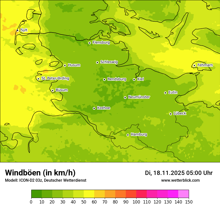 Modellkarten Windgeschwindigkeit