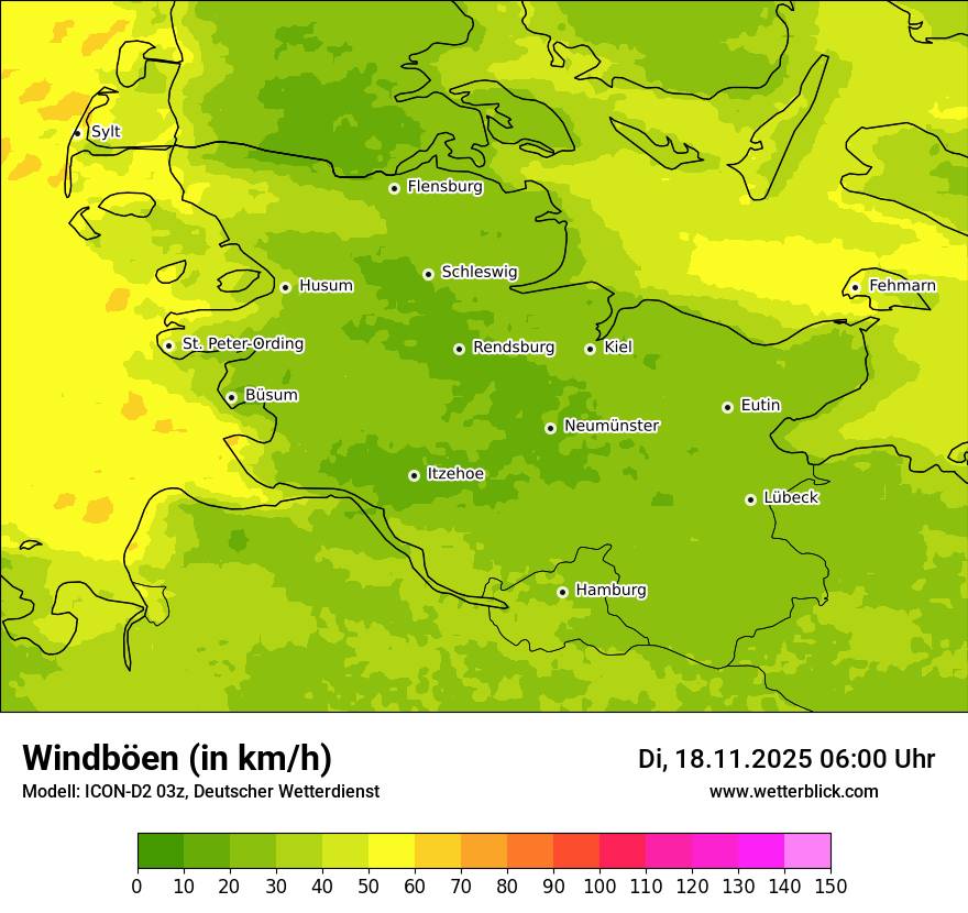 Modellkarten Windgeschwindigkeit