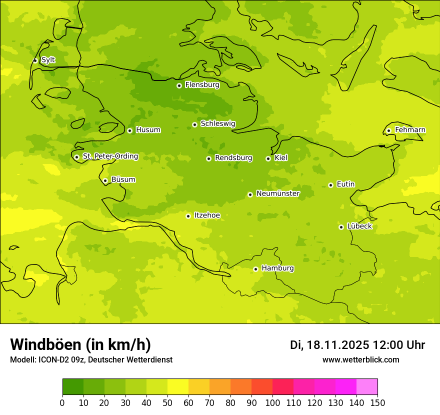 Modellkarten Windgeschwindigkeit