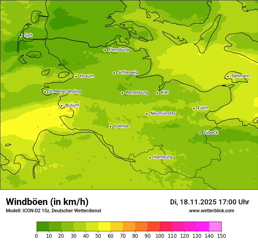 Modellkarten Windgeschwindigkeit