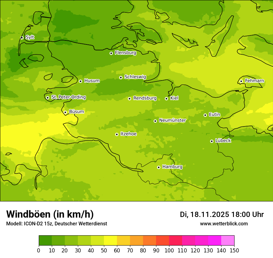 Modellkarten Windgeschwindigkeit