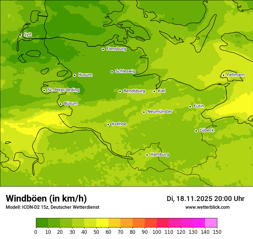 Modellkarten Windgeschwindigkeit
